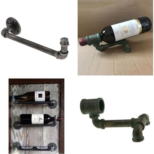 MagiDeal Industrial Plumbing Pipe Wine Rack Vintage Champagne Bottle Holder Wine Rack Liquor Wines Storage Organizer 1 Bottle