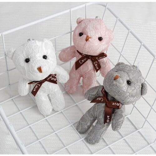 Full 3Colors - HOT Wedding Love Bowknot Bear Stuffed Animal Plush Toy Doll , Gift Key chain bear baby toys