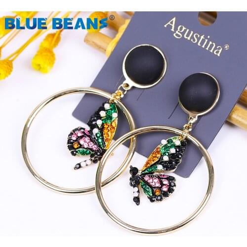 Metal Big Drop Circle Earrings For Women Round Butterfly Gold Earring Jewelry Fashion Large Geometric Statement Earing Party