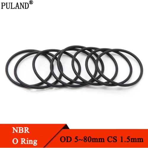 10pcs Black O Ring Gasket CS 1.5mm OD 5mm ~ 80mm NBR Automobile Nitrile Rubber Round O Type Corrosion Oil Resist Sealing Washer