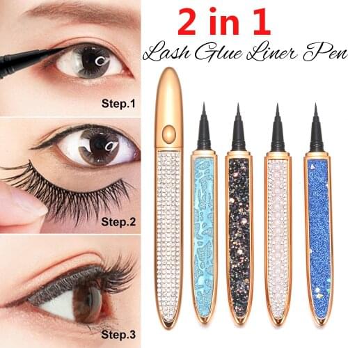 Magic Self-Adhesive Liquid Eyeliner Pencil Glue-Free None Magnetic for Eyelashes Waterproof Eye Liner Pen Makeup Cosmetic