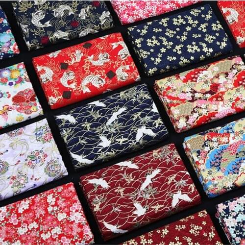 ZENGIA 50X145cm Japanese style Bronze Cotton Fabric Flower Butterfly Pattern Fabric For Kimono Cheongsam DIY bag patchwork