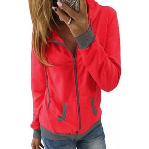 Women Skateboard Sport Hoodies Long Sleeve Patchwork Colors Sweatshirts Casual Pockets Zipper Hooded Ladies Outerwear Clothing