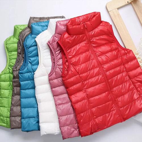 Winter Women Duck Down Vest Coat Ultralight Sleeveless Puffer Vest Jacket Fashion Stand Collar Windproof Duck Down Waistcoat