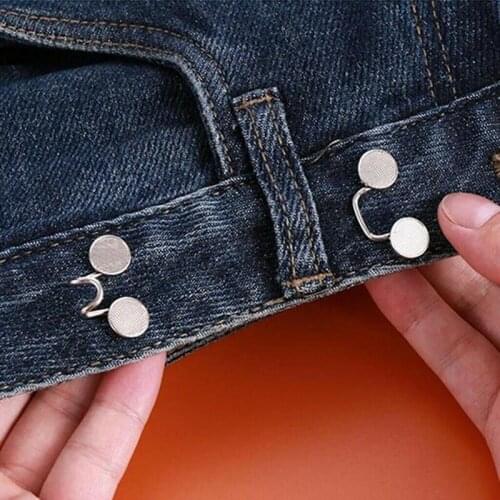 1 Set Waist Adjustment Button Silver Gold Metal Garment Hooks Jeans Waist Buckle Removable Rivet Button DIY Invisible Button Hot