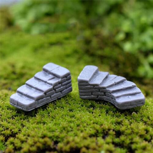 1 Pcs Cute Miniature Craft Gray Stone Steps Stair Micro Landscapes Mini Moss Ecological Bottle Ornaments Fairy Garden Supplies