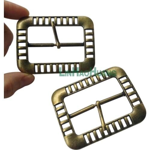 10pcs/lot 50mm 2inch simple metal buckle pin belt buckle bronze/antique brass color hollow design alloy buckle BUK-50MM
