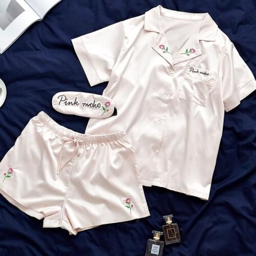 JULYS SONG 2pcs Faux Slik Womens Pajamas Sets Female Sleepwear Cute Solid Color Comfortable Homewear Ladies Nightwear Casual