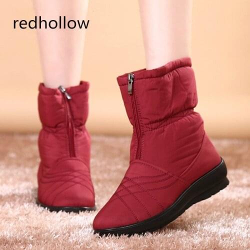 2019 Winter Snow Boots Waterproof Women Boots Soft Warm Mother Shoes Casual Cotton Comfort Winter Boots Femal Plus Size 35-42