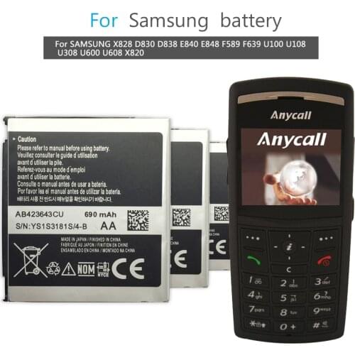 AB423643CU (AB423643CC AB423643CE) for samsung X828 D830 D838 E840 F589 F639 U100 U308 U600 X820 battery