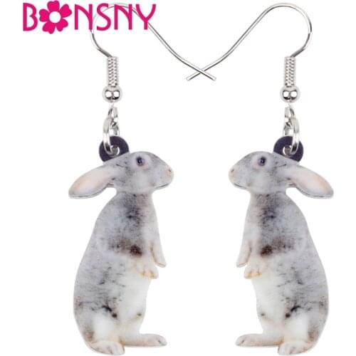Bonsny Acrylic Easter Hare Rabbit Bunny Earrings Big Long Dangle Drop Novelty Jewelry For Women Girls Teen Animal Charms Brincos