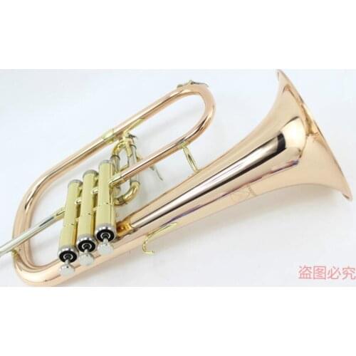 Bb Flugelhorn Gold Phosphorus & Copper with Case Mouthpiece Trumpets Flugelhorn Musical Instruments