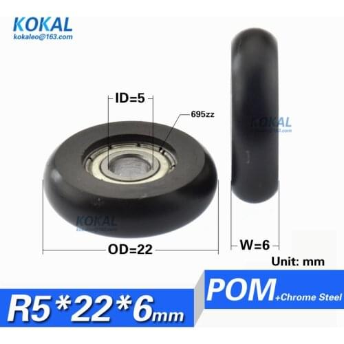 Free Shipping miniature inner diameter 5mm roller wheel round type 5*22*6 roller bearing wheel