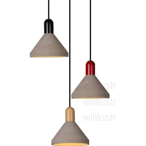 Willlustr cement suspension lighting dinning room living room wood cap hotel restaurant hanging lamp concrete pendant light