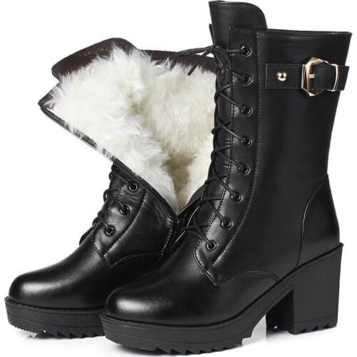 Winter boots women shoes 2021 thick heel plush warm snow boots women shoes zipper platform ankle boots casual shoes woman 35-41
