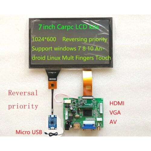 CARPC Kit 7 Inch 1024 600 LCD HSD070IFW1 High Brightness & Dirver Board HDMI+VGA+2AV Reversing Android(phone) windows