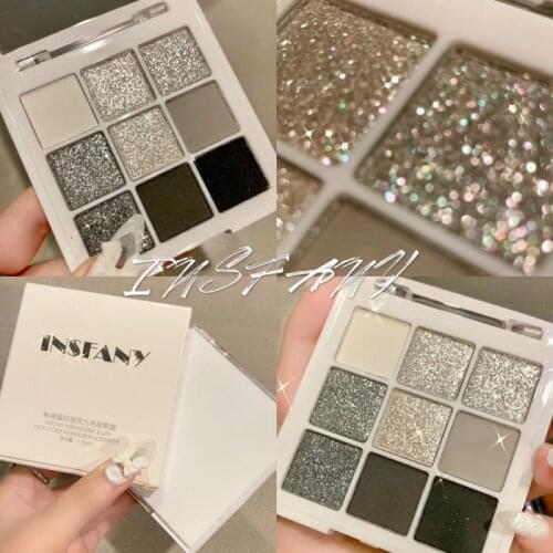 Smoky Makeup Nine-color Punk Eye Shadow Pearlescent Matte Cement Gray Glitter Three-dimensional Makeup Palette Dark Color TSLM1