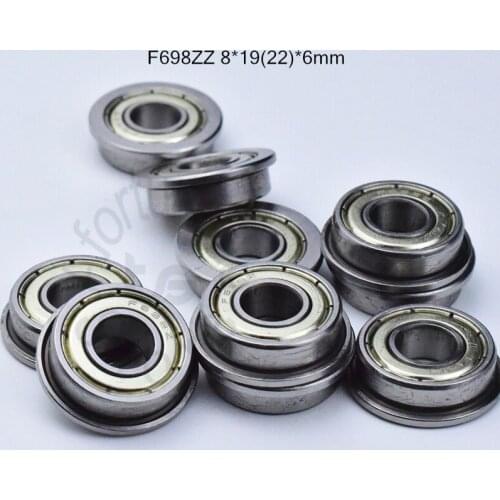 F698ZZ 8*19(22)*6mm 10pieces bearing ABEC-5 Flange bearings 698 F698Z F698ZZ chrome steel deep groove bearing