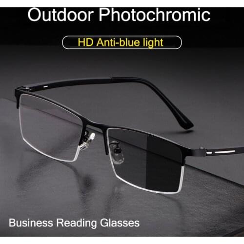 Outdoor Photochromic Reading Glasses Men Women UltraLight Sun Transition Hyperopia Presbyopia Glass FlexibleTitanium alloy +175