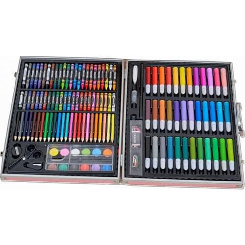 150 pieces of leather aluminum box childrens watercolor pen painting color crayon pencil set for primary school students gift