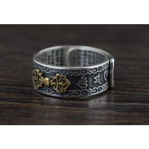 FNJ 990 Silver Buddha Vajra Ring for Women Jewelry 100% Original Pure S990 Silver Sterling Rings Vintage