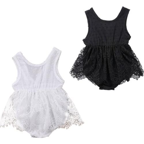 Citgeett Newborn Infant Baby Girls Sleeveless Bodysuit Lace Black Jumpsuit Sunsuit Outfits Summer Clothes
