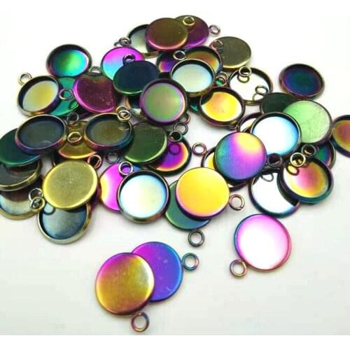 30Pcs/Lot Stainless Steel Round Blank Pendant Tray DIY Jewelry Bezel Findings Fit For inside 12mm Glass Dome Cabochon
