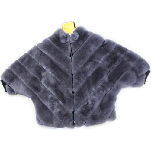 Linhaoshengyue Real Rex Rabbit Fur Shawl Vest for Women