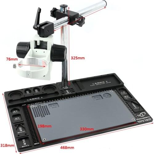 Multifunction Aluminum Alloy Workbench Big Size Stereo Microscope Stand 76mm Focus Holder Table Working Stand For Phone Repair