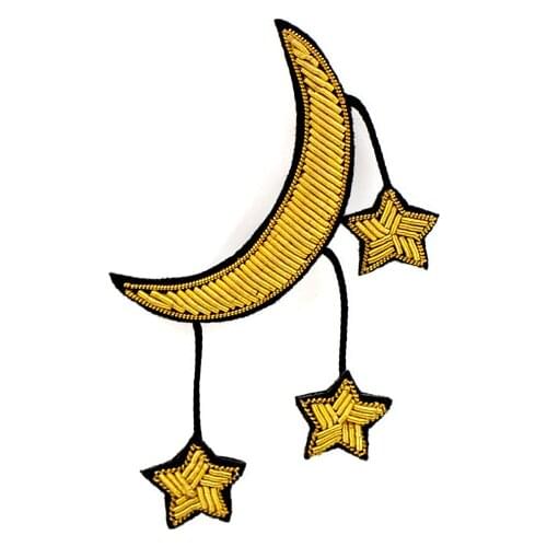 Fashion metal wire handmade embroidery pride Golden Moon badge Lovely fashion pin badge