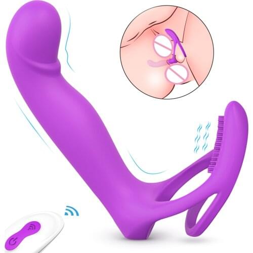 Male Vibrator Penis Ring Dual Vibrating Ring Clitoral Stimulator G Spot Wireless Remote Control Prostate Massager Anal Vibrator