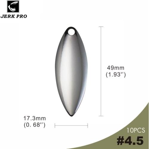 JERK PRO 10PCS Size 4.5 Smooth Steel Willow leaf Spinner Blades Spinnerbait Parts For Fishing Lures Angler’s Tackle Craft
