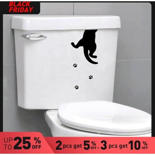 Funny Cat Wall Sticker Self Adhesive Vinyl Waterproof Wall Art Decal For Bathroom Rooms Decorative Sticker Waterproof Home Decor