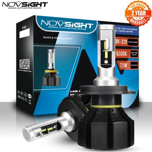 NOVSIGHT H4 H7 H11 H1 H3 9005 9006 Car LED Headlight Bulbs Hi-Lo Beam 50W 12000LM 6500K Auto Headlamp Led Car Lights DC12v 24v