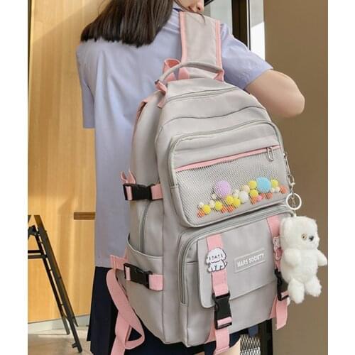 New Waterproof Nylon Women Backpack Female Multi-pocket Packsack Lovely Mesh School Bag for Girls Big Mochilas Backpack School