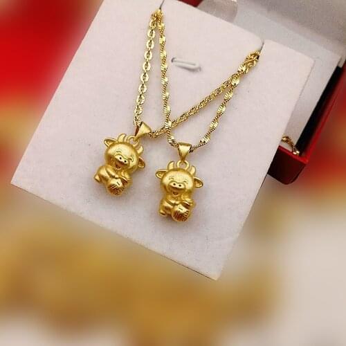 Cow Shape 2021 New Year Blessing Necklace for Girls Children Birthday Gifts