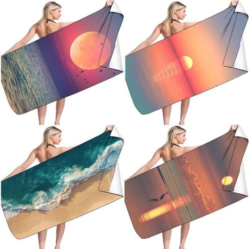 Printed sunset Beach towels Microfiber Bath Towels Beach cushion Swimming personalized Sand Free quick dry beach towel 80*160cm