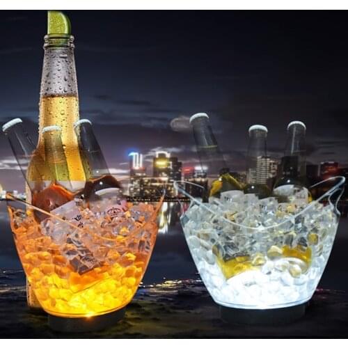 Transparent Colorful LED Light Gradient Ice Bucket Bar Wine Trough Water Entertainment Stand Holder Glass Wine Bottle