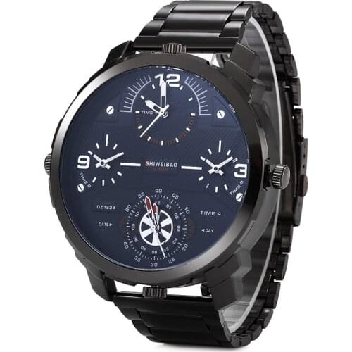 Shiweibao Watches Men Watch Luxury Brand Casual Quartz Wristwatches Full Steel Four Time Zones Military Relogio Masculino Clock
