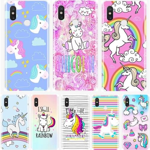 Phone Case Silicone For Xiaomi Mi A1 A2 8 SE Lite Soft Back Cover Cute Rainbow Unicorn For Xiaomi Mi 5 5C 5S 5X 6 6X Plus