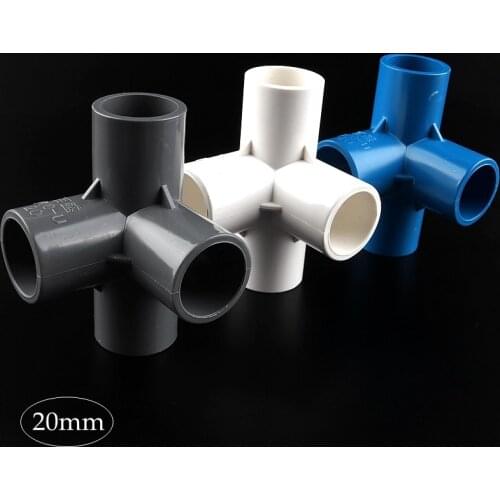 20mm 3D PVC Pipe Connector 4 way Connector PVC Joint Connector Garden Water Connectors Agriculture Gardening Tools Tube Fittings