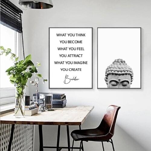 Buddha Statue Boho Wall Art Print And Poster Black White Yoga Gift Art Canvas Painting Buddha Wall Picture for Living Room Decor