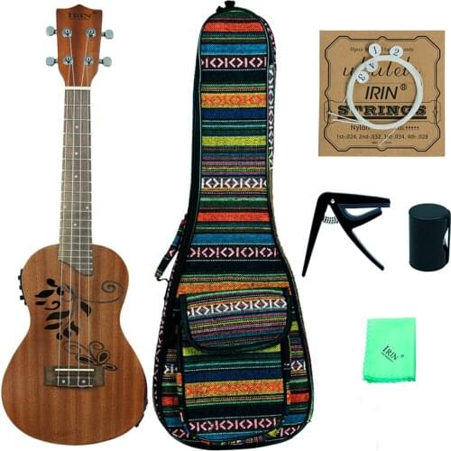 M MBAT Ukulele 24 Inch Hawaiian Guitar Musical Instrument 4 Strings Sapele Concert Acoustic Ukulele Hollow Carved Shell Guitar