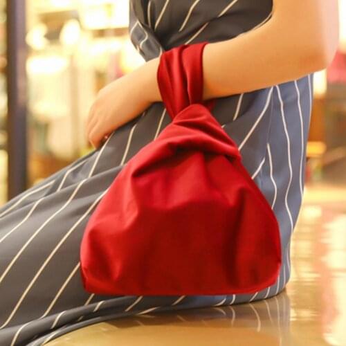 Women Velvet Wrist Handbag Knot Small Fashion Makeup Cash Card Storage Pouch