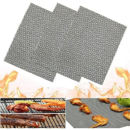 1/3pcs 40*30cm BBQ Grill Mesh Mat Reusable Sheet Resistant Non-Stick Barbecue Bake