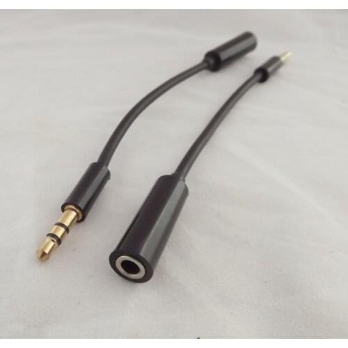1pc 3.5mm 1/8" TRS Stereo Male Plug To Female Jack M/F Adapter Short Audio Cable 14cm