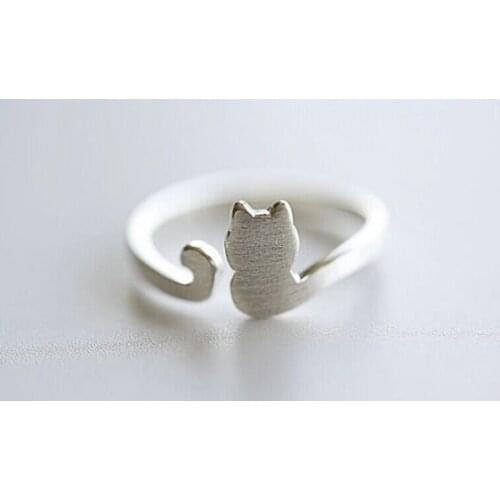 10PCS- Hot Sale Fashion Adjustable Cat Ring Lovely Ladies Cat Rings For Women Jewelry Simple Cute Animal Kitty Ring