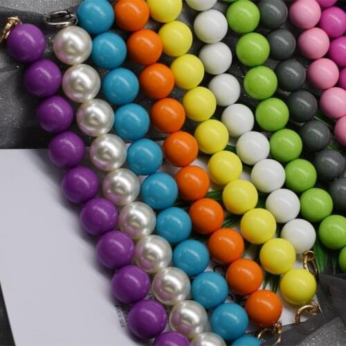 12mm/16mm Super Chic Lady Resin Colored Bead Handbag Strap Girls Fashion Big Size 25MM Bead Pearl Wristlet Purse Belt