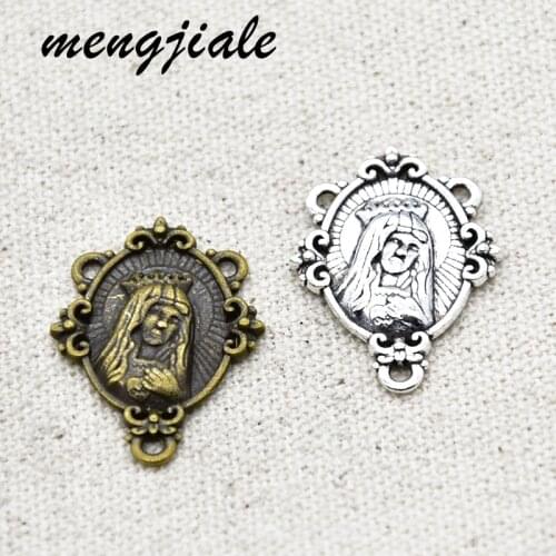 12pcs Two Colors Metal Charms Connector Religion Pendants For DIY Jewelry Making