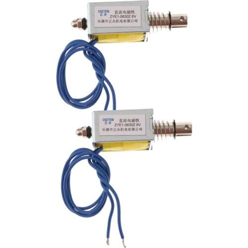 2Pcs DC 6V Linear Motion Pull Push Type Electric Open Frame Solenoid Electromagnet Size: 1.8x0.5x0.6 inch